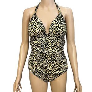 NEW Victorias Secret The Forever One Piece Swimsuit Cheetah Print Shirred Tan